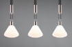 Immagine di Sospensione Nichel Cucina 3 Coni Paralumi Coppe Vetro Bianco Stanley Trio Lighting