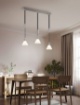 Immagine di Sospensione Nichel Cucina 3 Coni Paralumi Coppe Vetro Bianco Stanley Trio Lighting