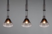 Immagine di Sospensione Nera 3 Paralumi Coppe Vetro Fumé Sali e Scendi Stanley Trio Lighting  
