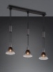 Immagine di Sospensione Nera 3 Paralumi Coppe Vetro Fumé Sali e Scendi Stanley Trio Lighting  