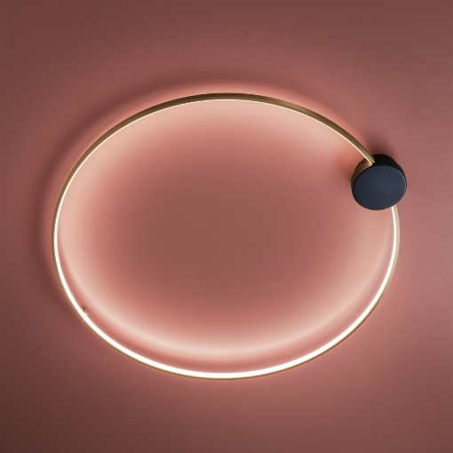 Immagine di Plafoniera Anello Ottone 80 cm Led 23w 3000k Atom Smarter Lighting
