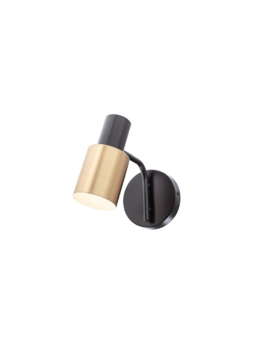 Immagine di Applique Metallo Nero Con Cilindro Ottone Aurum 1xE27 Smarter Lighting