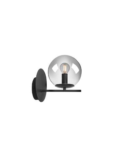 Immagine di Applique Metallo Nero Boldy Globo Vetro Fume Smarter Lighting