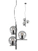 Immagine di Lampadario Nero Con Globi Vetro Fume Boldy 3 Luci Smarter Lighting