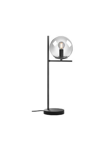 Immagine di Lampada Tavolo Nera Con Globo Vetro Fume Trasparente Boldy Smarter Lighting