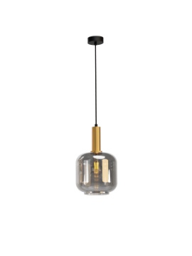 Immagine di Sospensione Boccia Vetro Fume Con Dettaglio Oro Brina Smarter Lighting