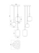 Immagine di Lampadario Rotondo Nero Oro 3 Bocce Vetro Fume Brina Smarter Lighting