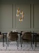 Immagine di Lampadario Per Soggiorno 5 Luci Nero Oro Con Bocce Vetro Fume Brina Smarter Lighting