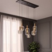 Immagine di Lampadario Sala Pranzo 6 Luci Nero Oro Con Bocce Vetro Fume Brina Smarter Lighting