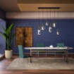 Immagine di Lampadario Sala Pranzo 6 Luci Nero Oro Con Bocce Vetro Fume Brina Smarter Lighting