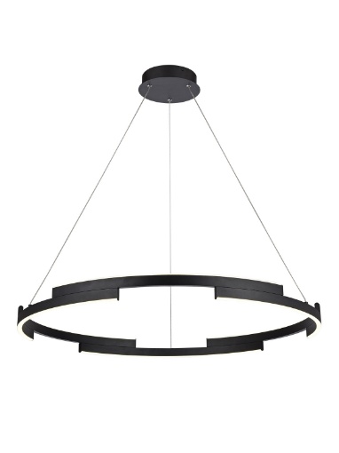 Immagine di Lampadario Castle Nero 80cm Cerchio Led 45w Dimmerabile Smarter
