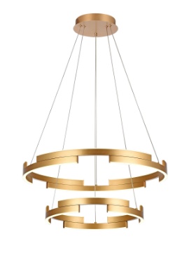 Immagine di Lampadario Dorato Due Anelli Led Castle 60w 3000k Dimmerabile Smarter