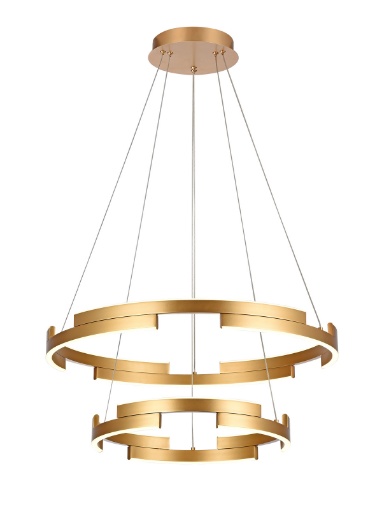 Immagine di Lampadario Dorato Due Anelli Led Castle 60w 3000k Dimmerabile Smarter