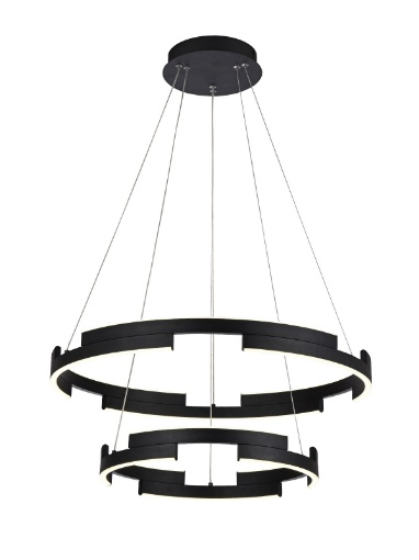Immagine di Lampadario Led Cerchi Design Nero 60w 3000k Dimmerabile Castle Smarter