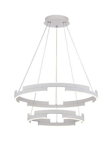 Immagine di Sospensione Moderna 2 Cerchi Led Castle Bianco 60w 3000k Dimmerabile Smarter
