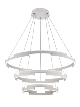 Immagine di Lampadario Led Bianco Tre Anelli Castle 80w 3000k Dimmerabile Smarter