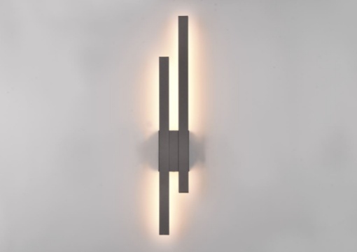 Immagine di Applique Antracite Doppia Bacchetta Led Indiretto Tawa IP54 Trio Lighting