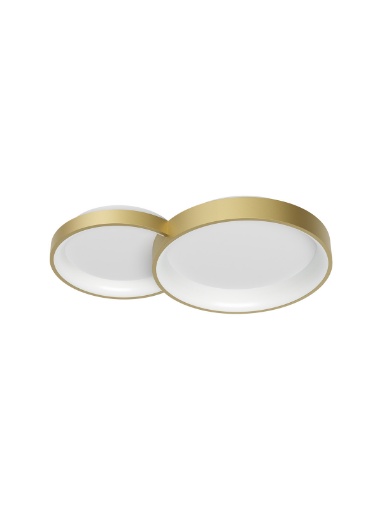 Immagine di Plafoniera Soffitto 2 Cerchi Oro Led 50w CCT 3000K 6500K Dimmerabile Combi Smarter