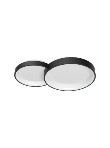 Immagine di Plafoniera Soffitto 2 Cerchi Nero Led CCT 50w Dimmerabile Combi Smarter