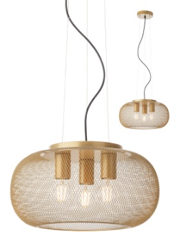 Immagine di Lampadario Cesta Metallo Oro Traforato 3 Luci E27 Croket Smarter Lighting