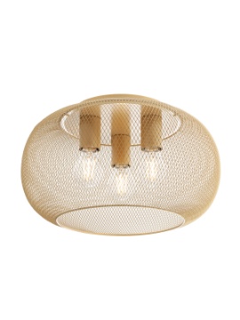 Immagine di Plafoniera Cesta Metallo Oro Traforato Croket 3 Luci E27 Smarter