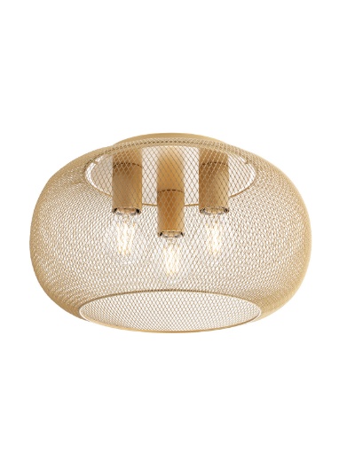 Immagine di Plafoniera Cesta Metallo Oro Traforato Croket 3 Luci E27 Smarter