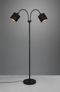 Immagine di Piantana Moderna Tommy 2 Bracci Orientabili con Paralumi Nero Oro Trio Lighting 