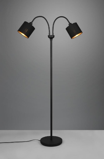 Immagine di Piantana Moderna Tommy 2 Bracci Orientabili con Paralumi Nero Oro Trio Lighting 