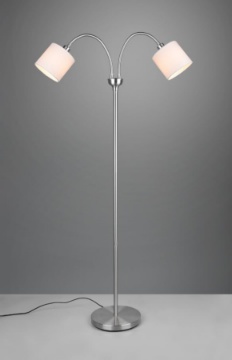 Immagine di Piantana Nichel Tommy 2 Bracci Orientabili con Paralumi Bianchi Trio Lighting