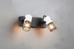 Immagine di Faretto Industrial Tosh Spots Orientabili 2xE14 Effetto Legno Bianco con Gabbia Metallica Trio Lighting