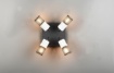 Immagine di Plafoniera Industrial  Tosh 4 Faretti E14 in Legno Bianco e Gabbia Metallica Orientabili Trio Lighting