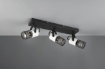 Immagine di Piastra Rettangolare 3 Faretti E14 Orientabili con Legno Bianco e Gabbia Metallica Tosh Trio Lighting 
