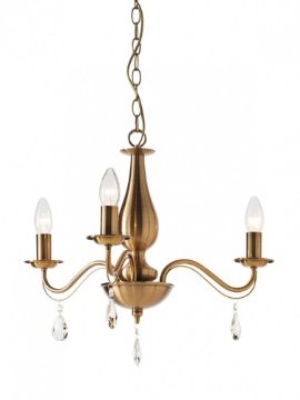 Immagine di Lampadario Vintage 3 Luci Ottone Anticato Fabiola Smarter Lighting