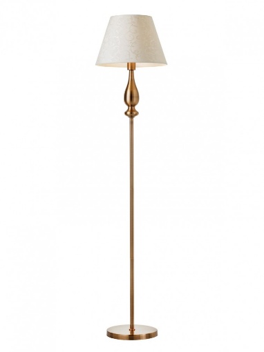 Immagine di Piantana Vintage Fabiola Ottone Anticato Con Paralume Beige Smarter Lighting