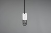 Immagine di Piccola Lampada a Sospensione Tosh Gabbia Metallica con Inserto Legno Bianco Trio Lighting 