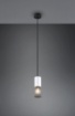 Immagine di Piccola Lampada a Sospensione Tosh Gabbia Metallica con Inserto Legno Bianco Trio Lighting 