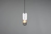 Immagine di Piccola Lampada a Sospensione Tosh Gabbia Metallica con Inserto Legno Bianco Trio Lighting 