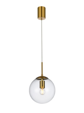 Immagine di Sospensione Sfera Vetro Trasparente 20 cm Global Ottone Smarter