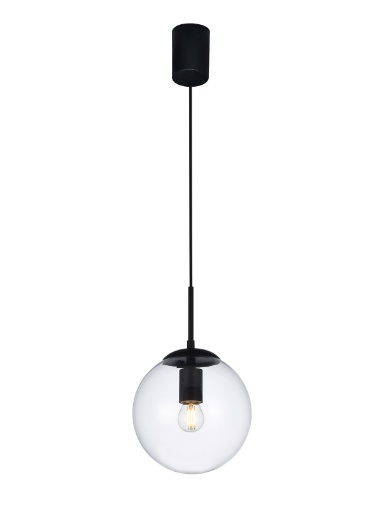 Immagine di Sospensione Nera Sfera Vetro Trasparente 20 cm Global Smarter