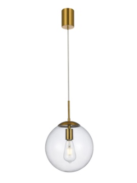 Immagine di Lampadario Pendente Boccia Vetro Trasparente 25 cm Global Ottone Smarter Lighting