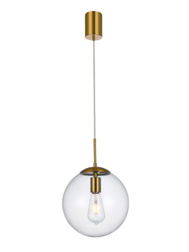 Immagine di Lampadario Pendente Boccia Vetro Trasparente 25 cm Global Ottone Smarter Lighting