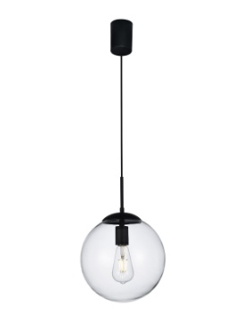 Immagine di Lampadario Pendente Boccia Vetro Trasparente 25 cm Global Nero Smarter Lighting