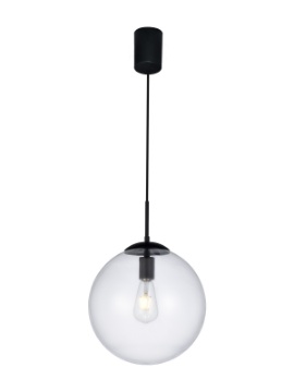 Immagine di Lampadario Cucina Sfera Boccia Vetro Trasparente 30 cm Global Nero Smarter Lighting