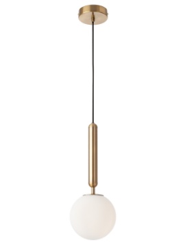 Immagine di Lampada Pendente Ottone Sfera Bianca Per Comodino Camera Da Letto Haiku Smarter