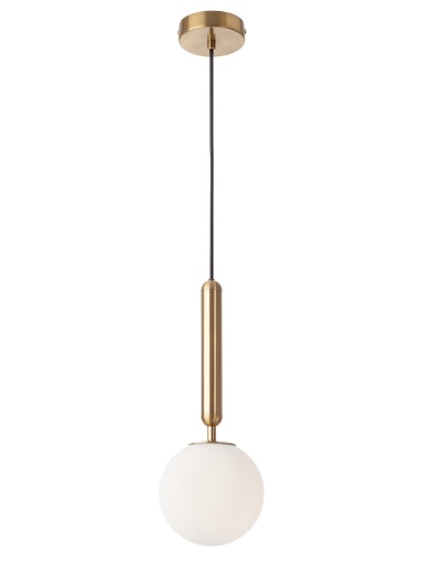 Immagine di Lampada Pendente Ottone Sfera Bianca Per Comodino Camera Da Letto Haiku Smarter