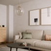 Immagine di Lampadario Cucina Sfera Boccia Vetro Trasparente 30 cm Global Ottone Smarter Lighting