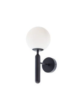 Immagine di Applique Da Parete Nera Design Contemporaneo Sfera Vetro Bianco Haiku Smarter