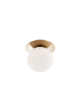 Immagine di Plafoniera Rotonda Ottone Con Sfera Vetro Bianco 15 cm Haiku Smarter
