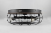 Immagine di Ventilatore Rustico con Gabbia Metallica Nera e Base Effetto Legno Trondheim 4xE27 Trio Lighting 