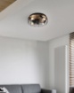 Immagine di Ventilatore Rustico con Gabbia Metallica Nera e Base Effetto Legno Trondheim 4xE27 Trio Lighting 